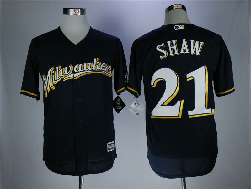 Men Milwaukee Brewers #21 Shaw Blue Elite MLB Jerseys->oakland athletics->MLB Jersey